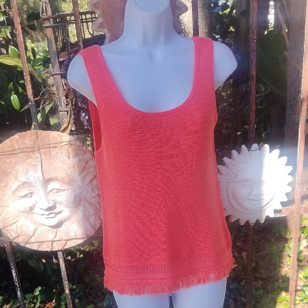 Lilly Pulitzer Tangerine Fringed Woven Tank Top Small